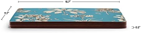 Pimpernel Sanderson Etchings & Roses Collection Collection Placemats | סט של 4 | מחצלות עמידות בחום | לוח מגובה פקק | סט פלייס קשה לשולחן